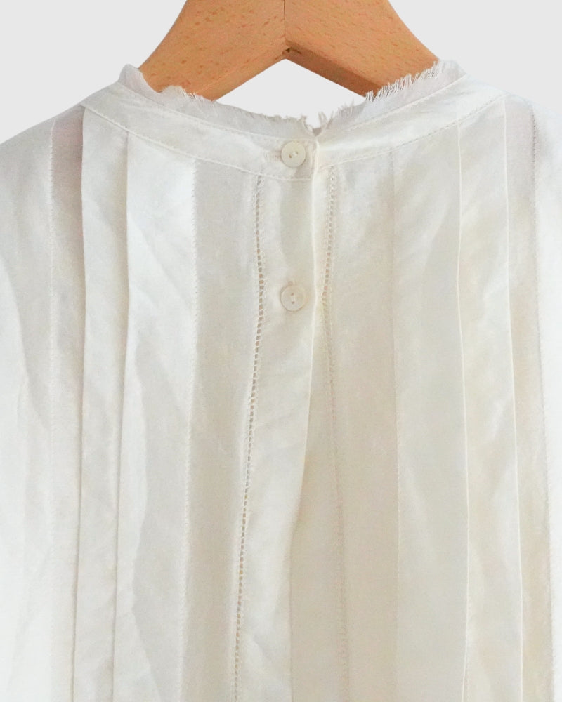 Airy Pintuck Lace Blouse in OffWhite