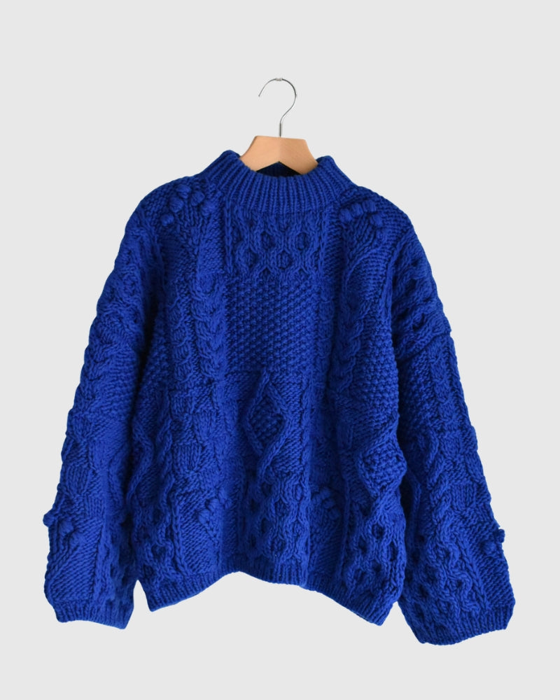 Peru Hand Knit Pullover in Blue