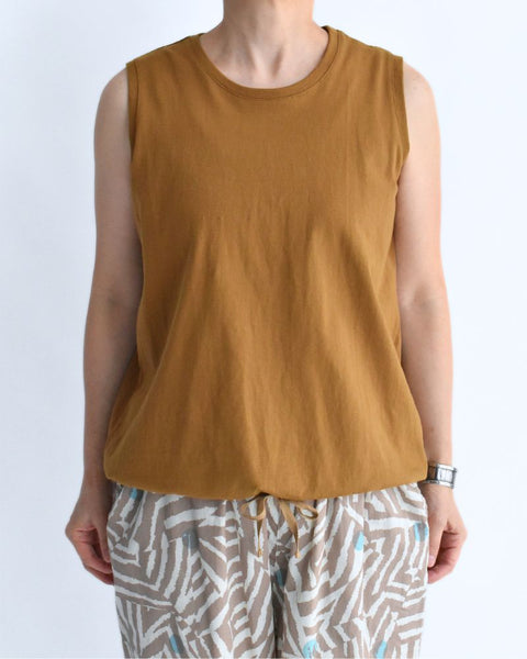 D/d Women's Sleeveless Drawstring Cotton T-shirt | Japan Design