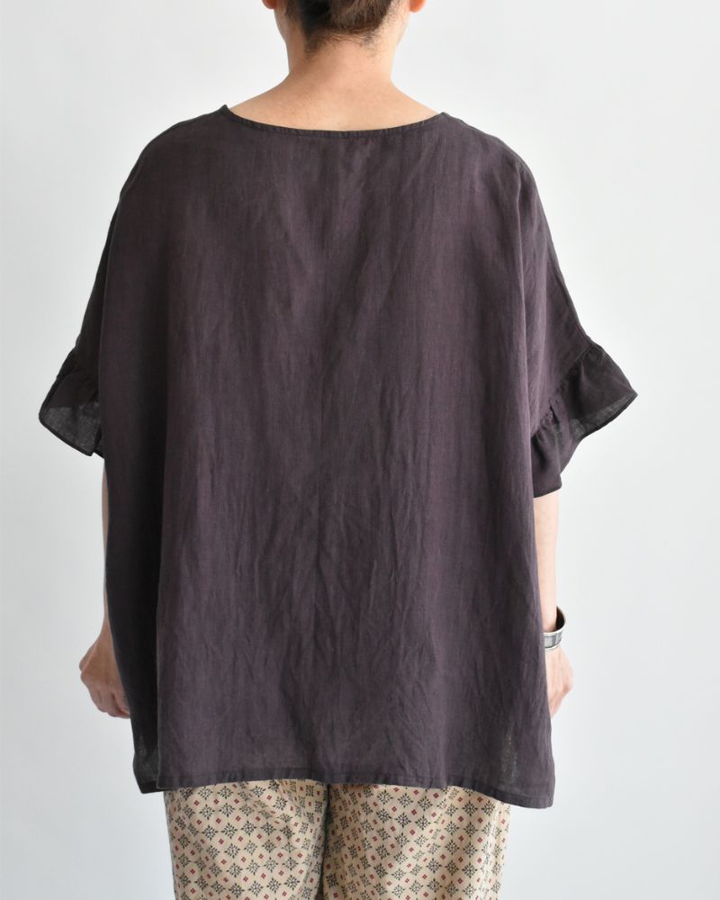 Frill Top Blouse in Brown