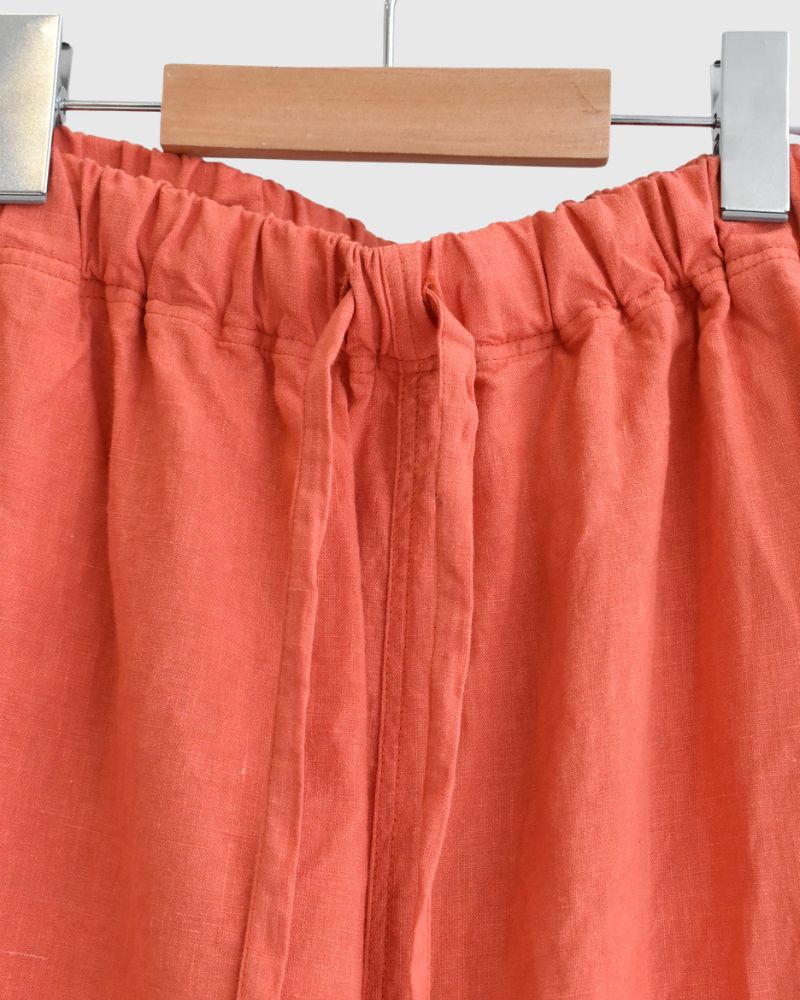 French Linen Wide Pants in Orange