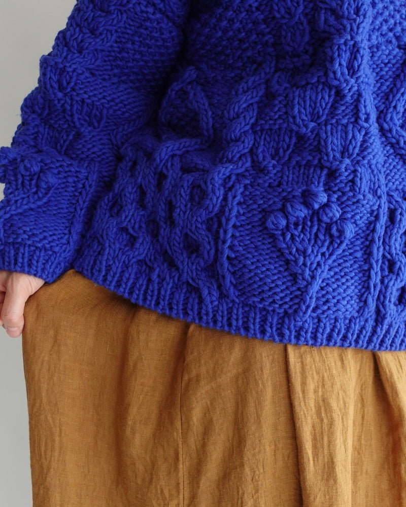 Peru Hand Knit Pullover in Blue