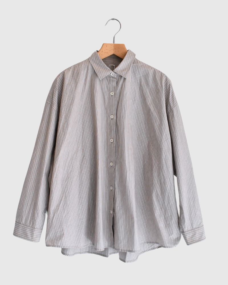 Regular Collar Big Shirt in BrownStripe