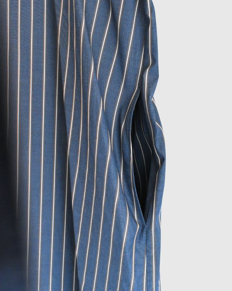 Balloon Sleeve Midi Dress in NavyStripe