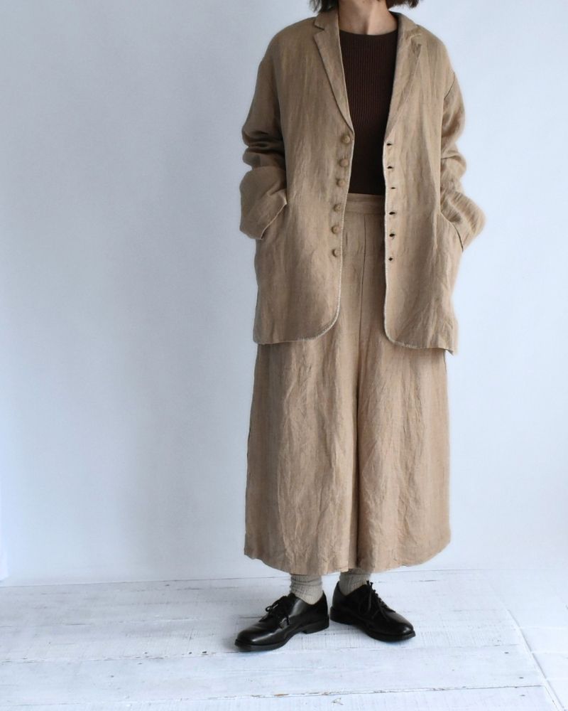 Handwoven 40 Linen Culottes in Beige