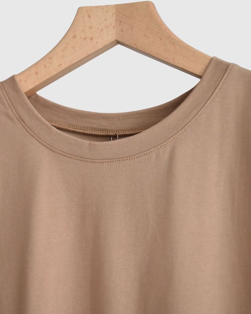 Shoulder Tuck Tank Top in Camel
