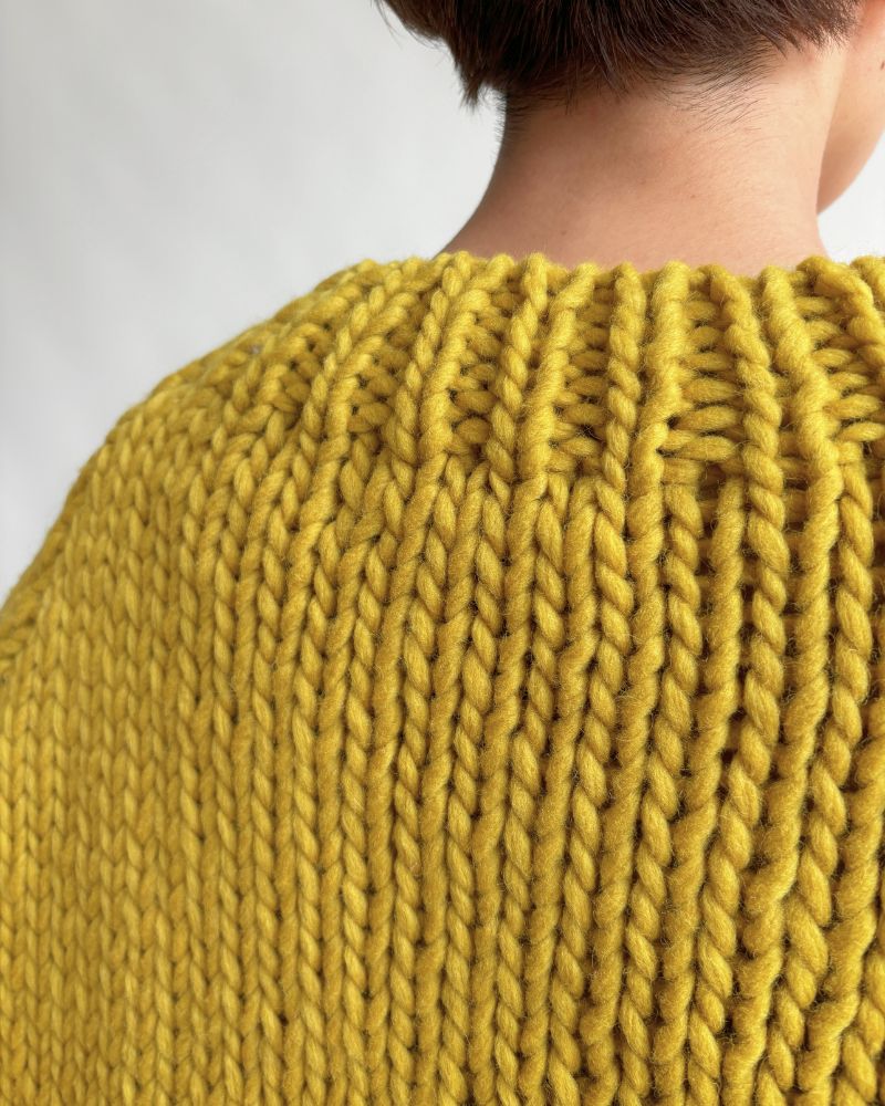 PERU Hand-Knit Short Cardigan in Yellow