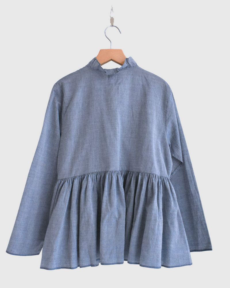 Frill Cache-coeur Shirt in Blue