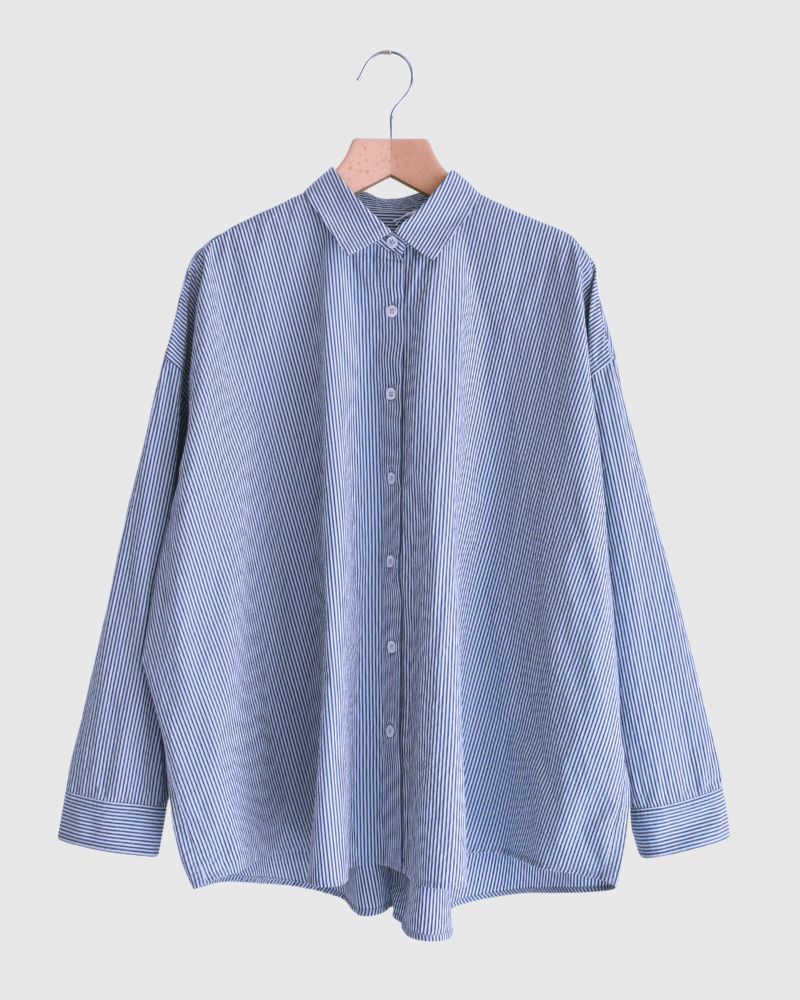 Regular Collar Big Shirt in Sax/Navy