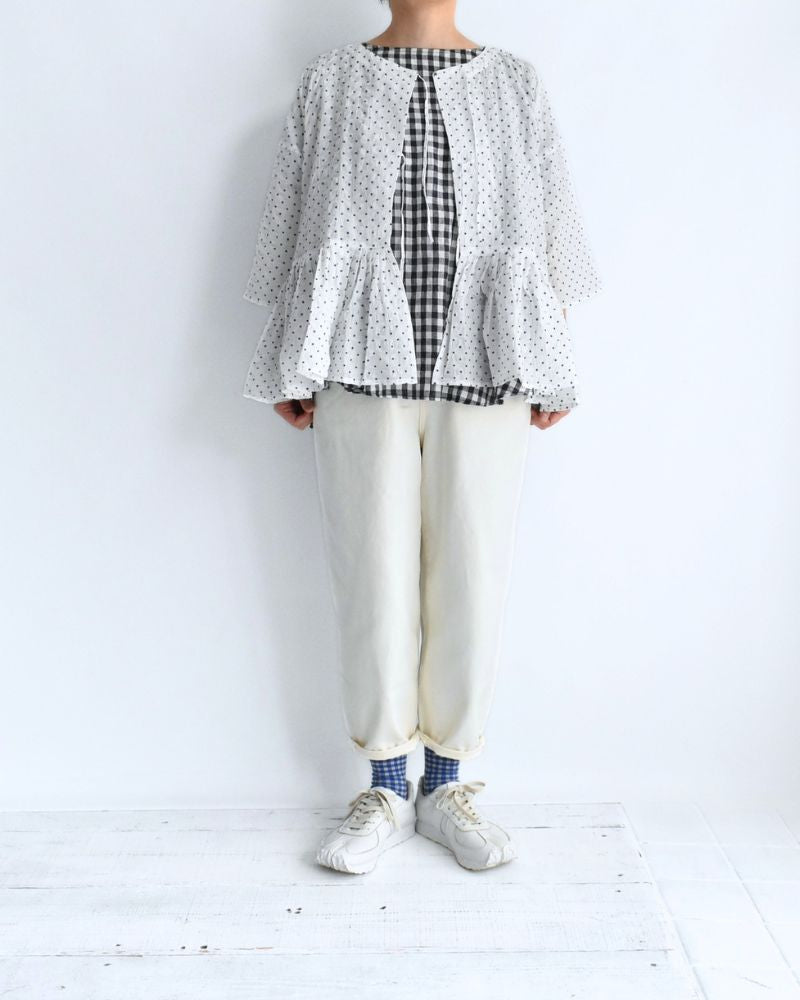 Ripple Dot Cache-coeur Blouse in White/Blue