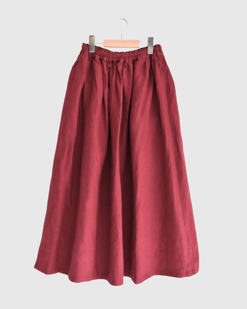 Color Linen Skirt in Red