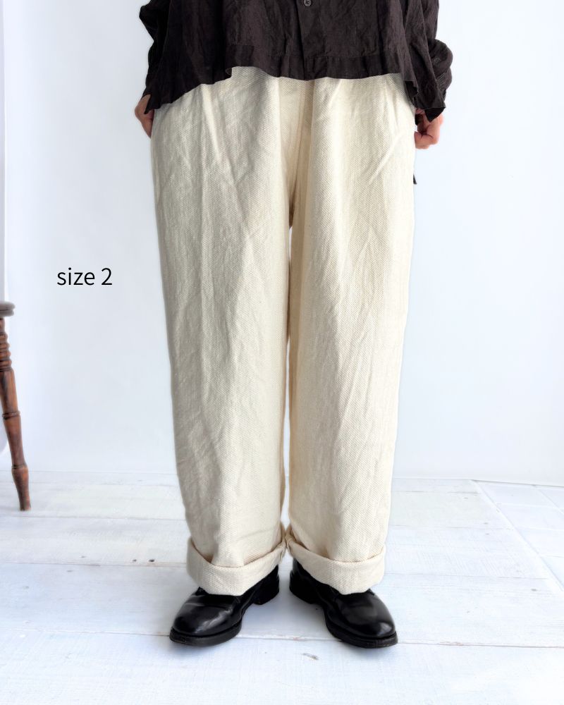 TEORI washed twill loose tapered pants in OffWhite