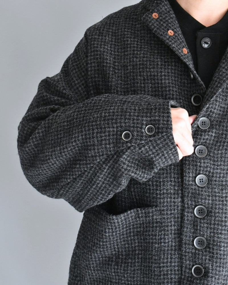 Wool Gauze Houndstooth Jacket in Charcoal
