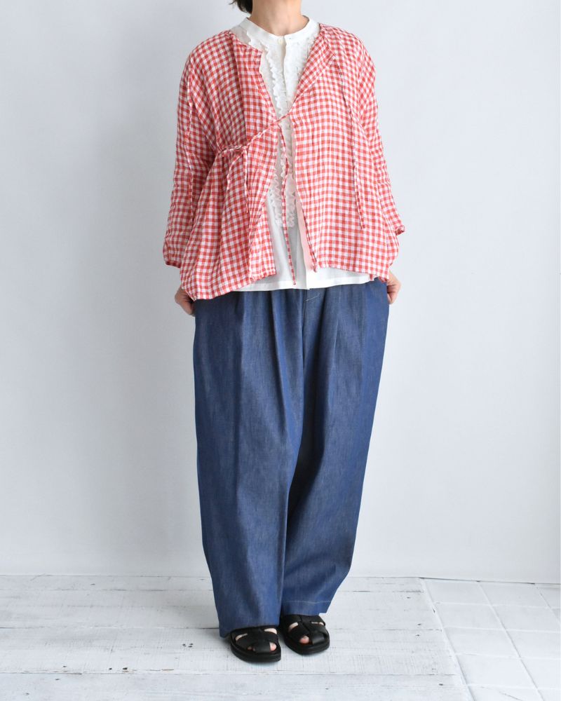 Gingham Check Cache-coeur Blouse in RedCheck
