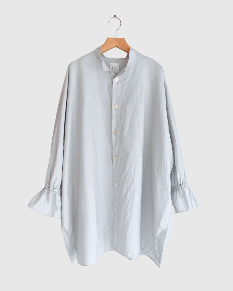 Cuff Ruffle Oversized Shirt in SilverGray