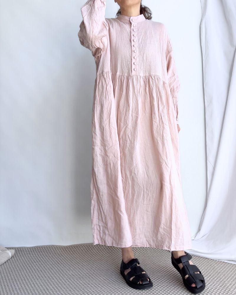 French Linen Dress in Pink