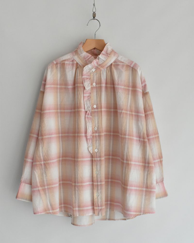 Light Madras Ruffle Blouse in LightPink