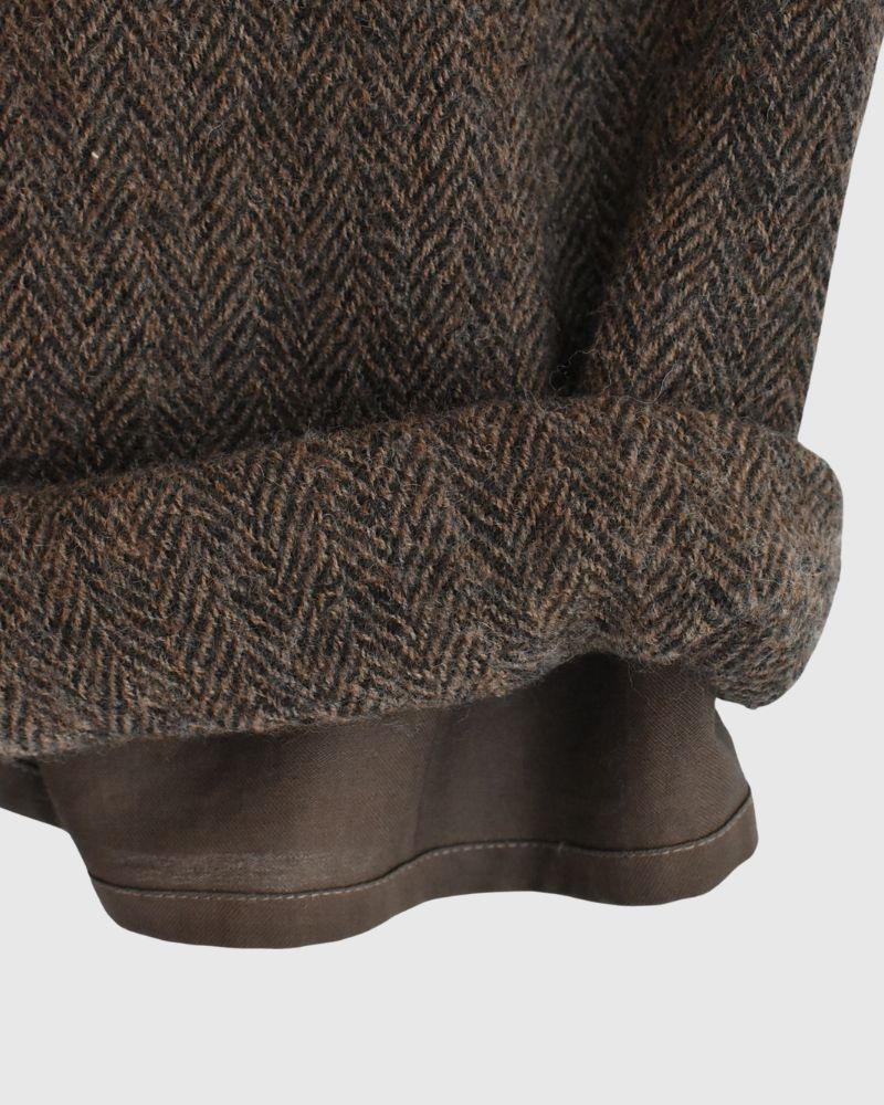 Wool Herringbone Pants in Brown