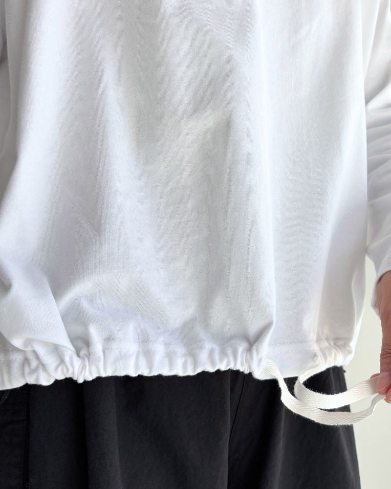 Drawstring Hoodie Pullover in White