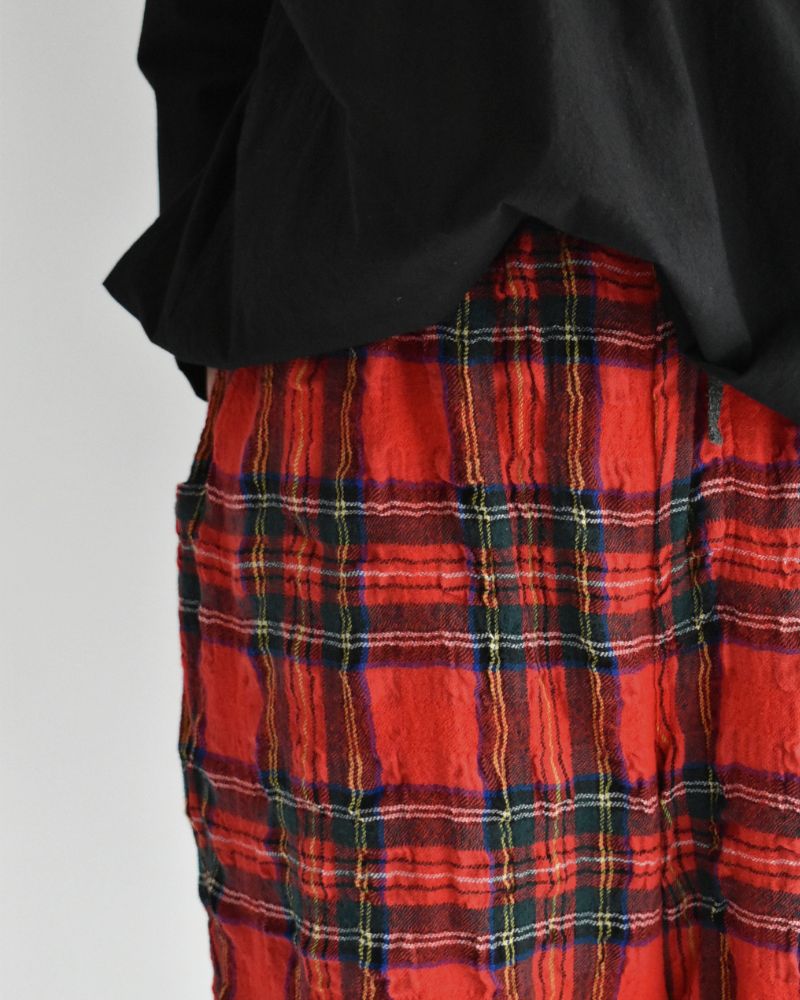Cotton Wool Tartan Check Pants in Red