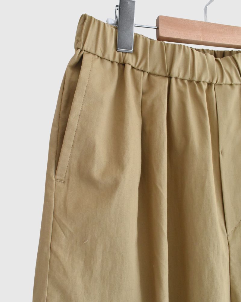 COTTON/LINEN DYED WEATHER 2TUCK WIDE EASY PANTS in Beige