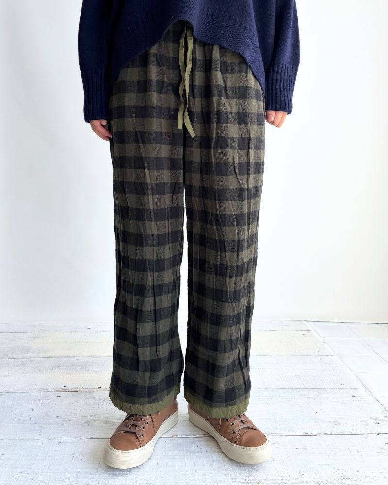 40s ORGANIC POPLIN (OVERDYE) EASY PANTS in ArrasGreen