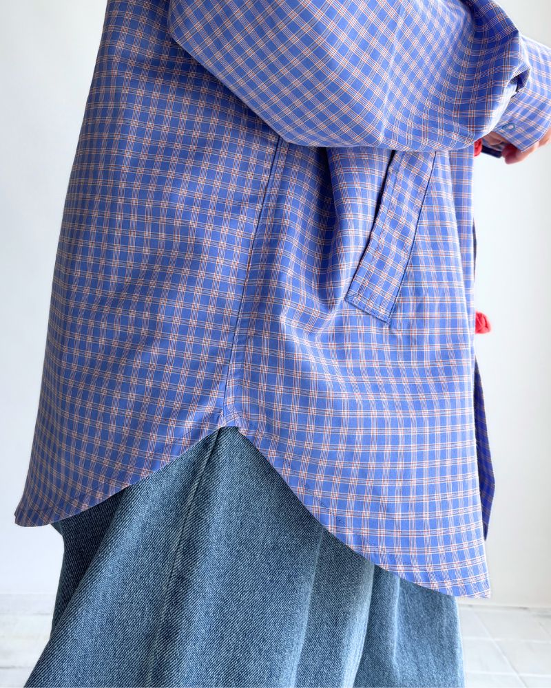 Chinese Button Check Shirt 'BRETON' in Blue