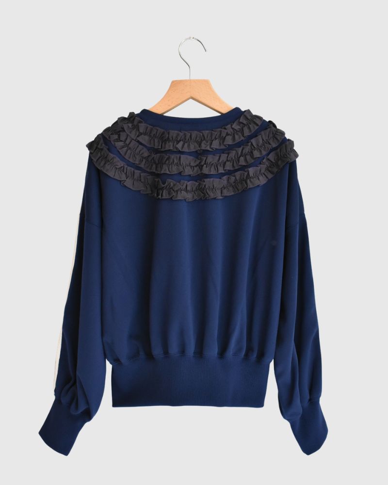 Track Frill Cardigan in Navy