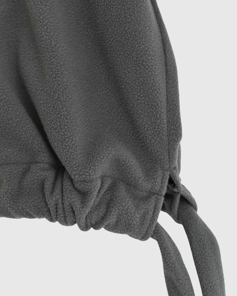Fleece hem ribbon pullover in Gray