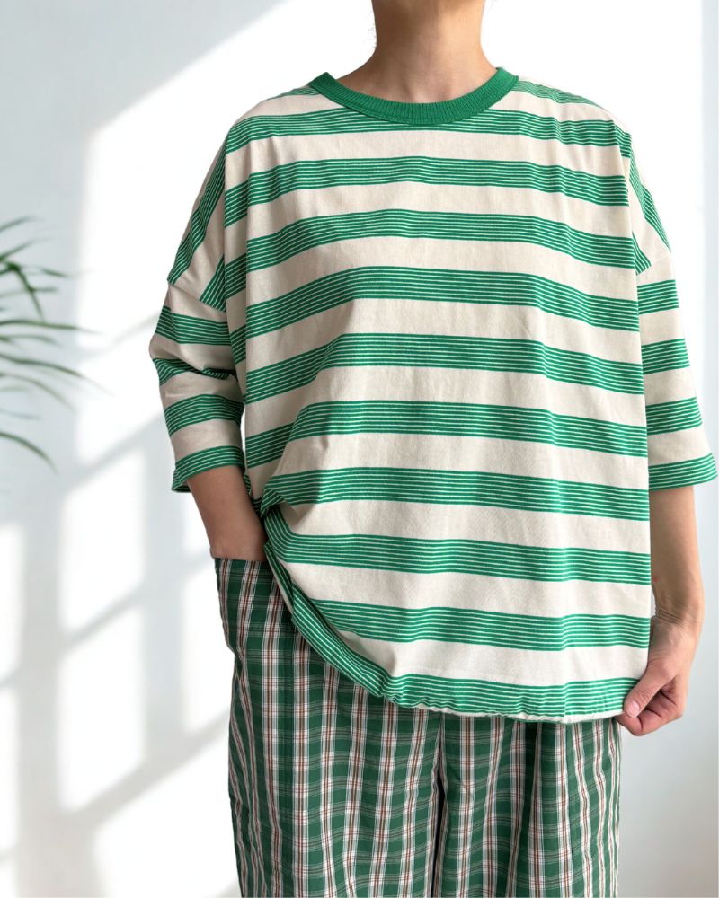 Wide silhouette striped top 'KUPE' in Green