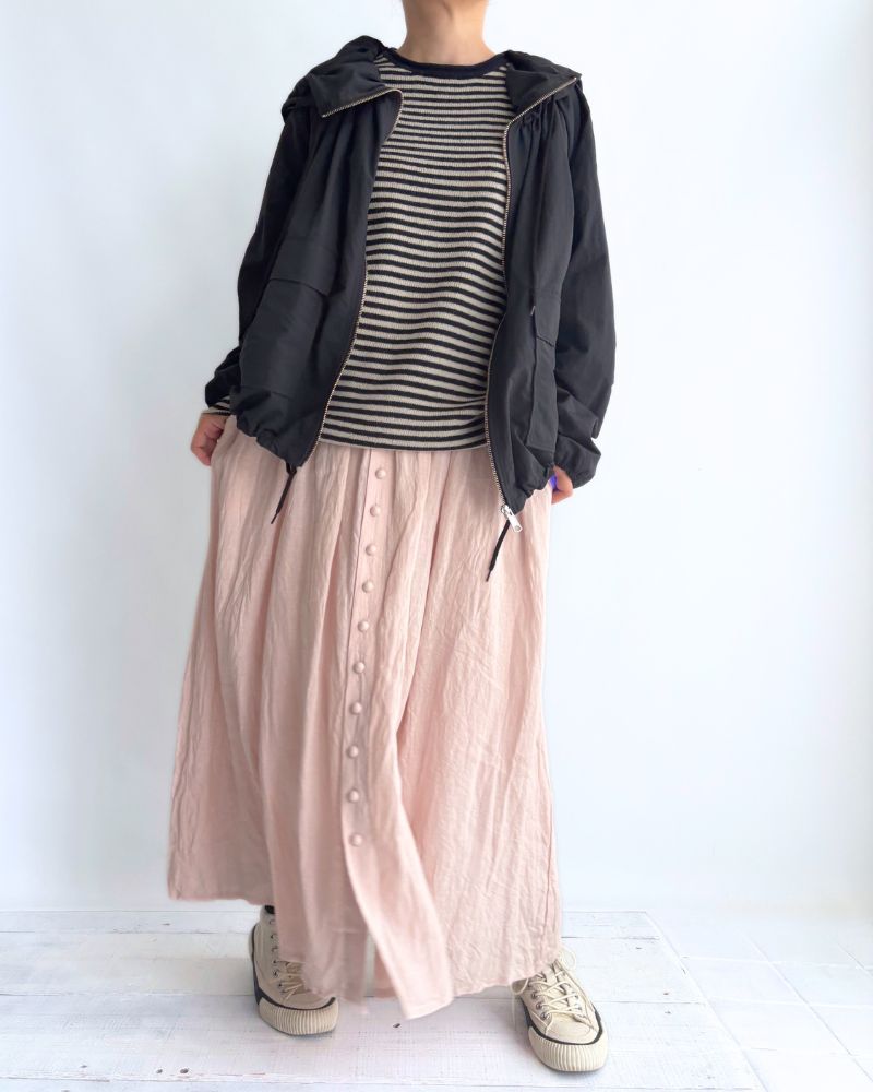 Border knit pullover in Pebblegray/Navy