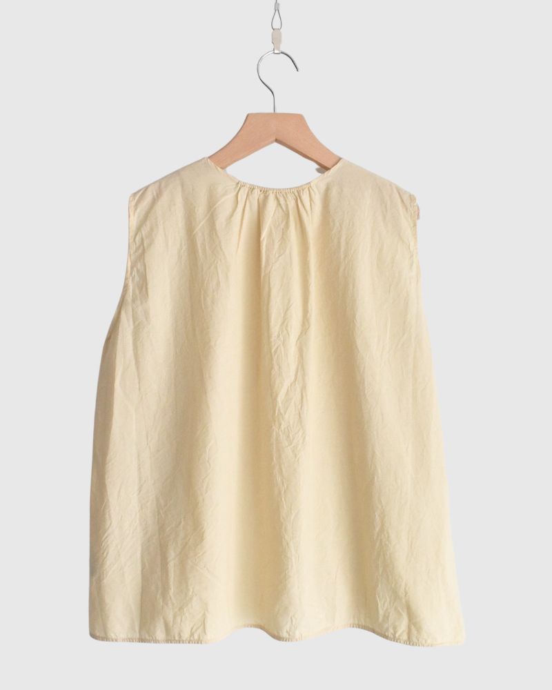 Inner Back Gathered Sleeveless Top in Ivory