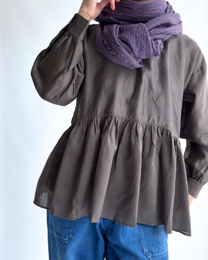 RAHASTHAN TUCK GATHERED PULLOVER in Gray