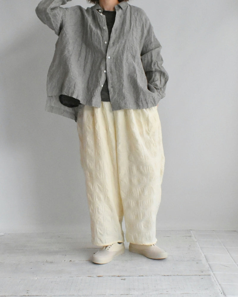 Wool Check Pants in Ivory