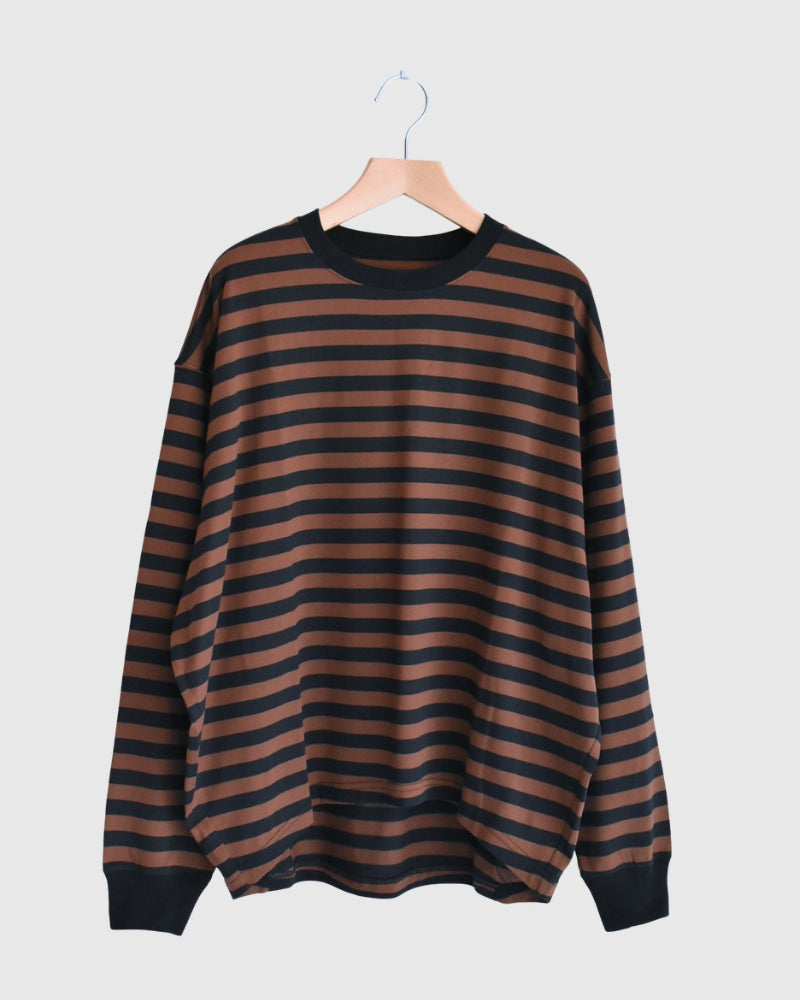 Tuck Cocoon T-Shirt in Brown/Black Border