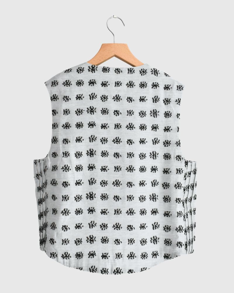 Jacquard Asymmetry Vest in LightGray