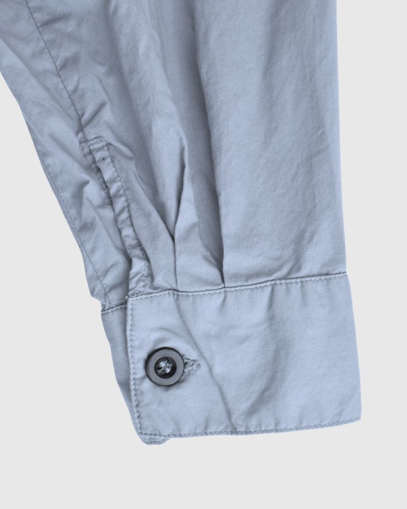 60s COTTON POPLIN OVERDYE HENRY NECK SHIRT in Blue