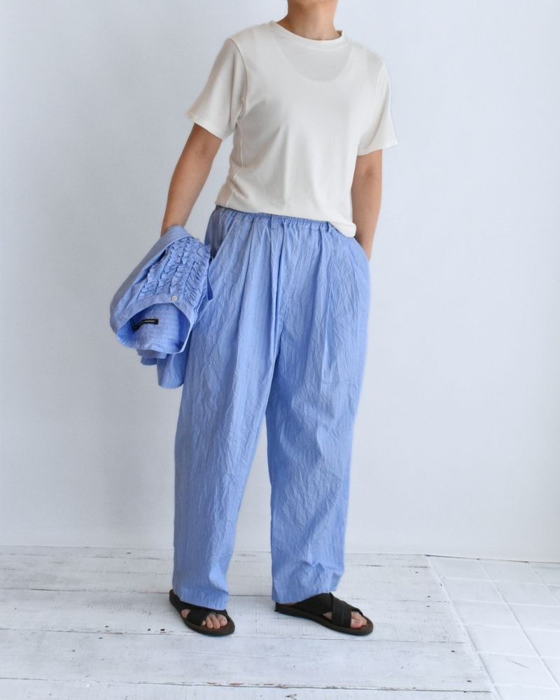 HAKU-CC Tuck Pants in SaxStripe