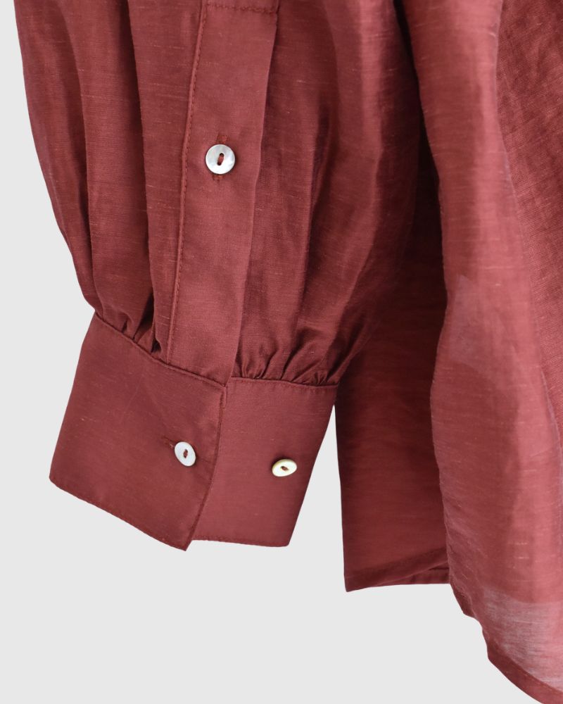 Sheer Volume Blouse in RedBrown