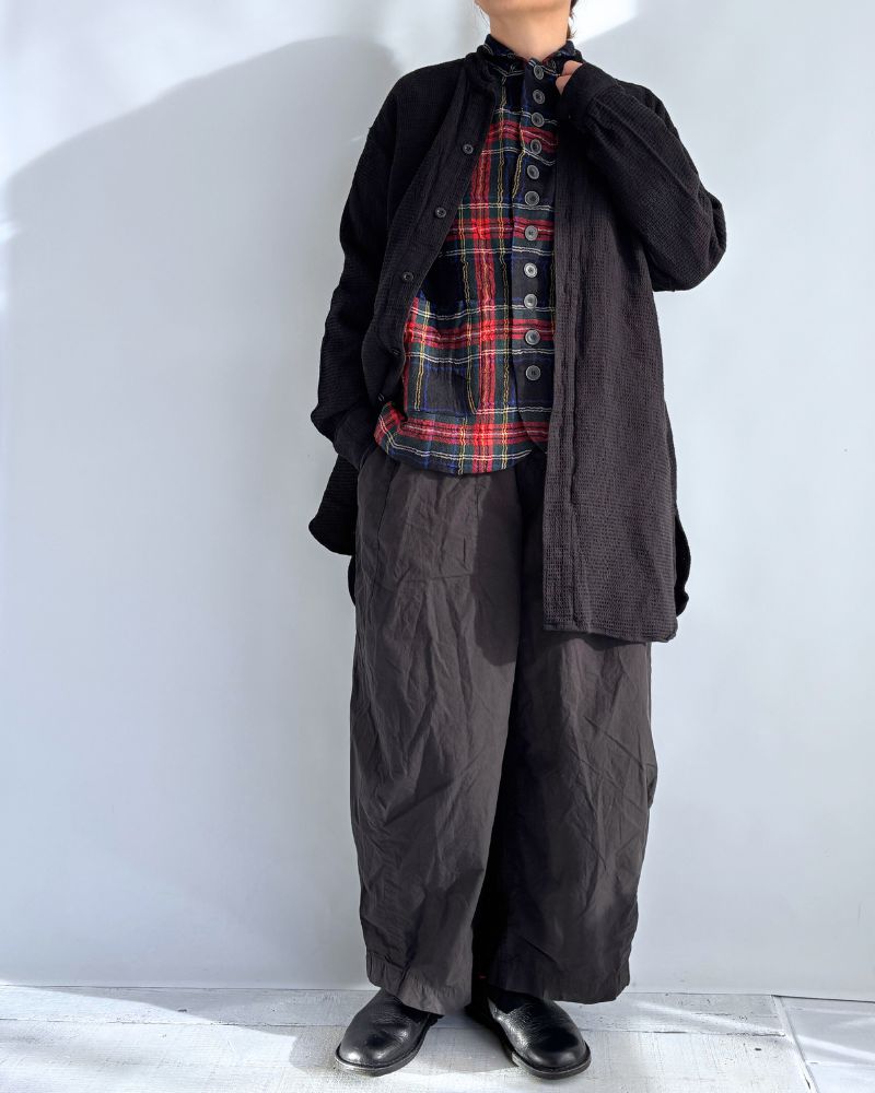 Cotton wool tartan jacket in Black