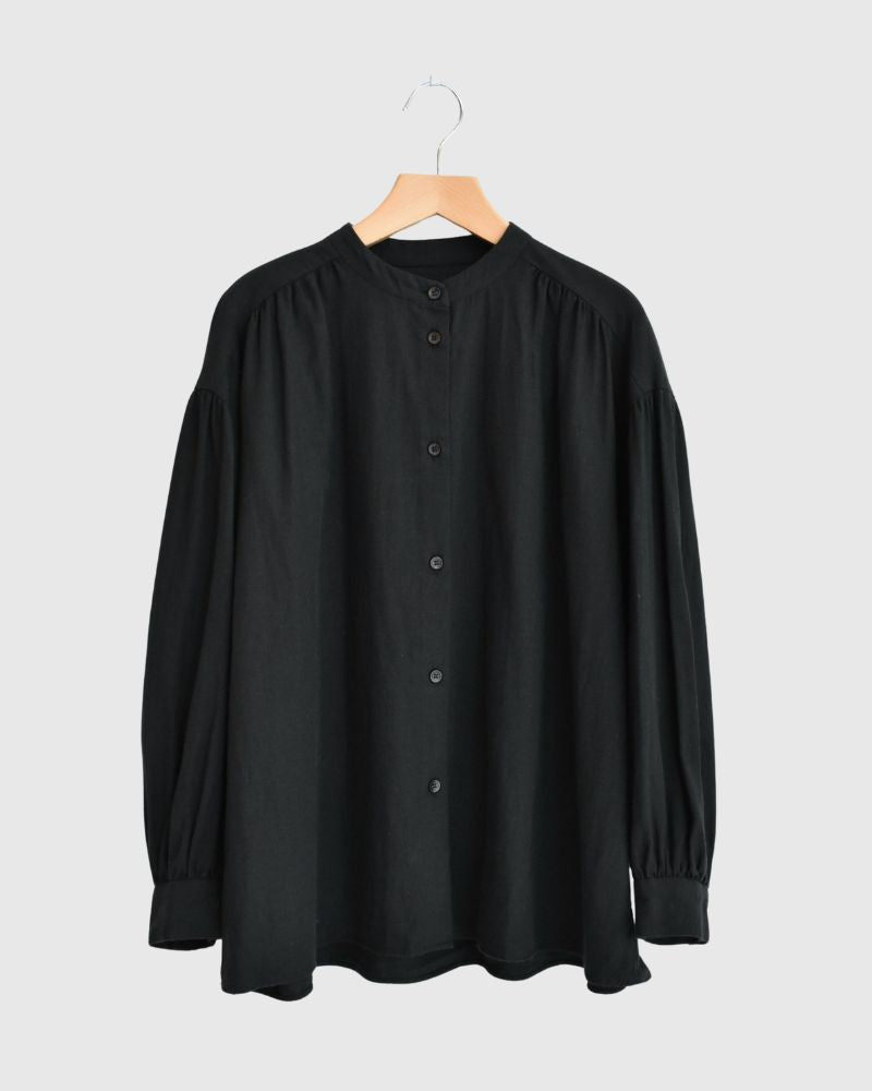 Camille Band Collar Shirt in Black