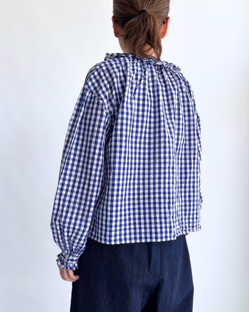Frill Blouse in BlueCheck