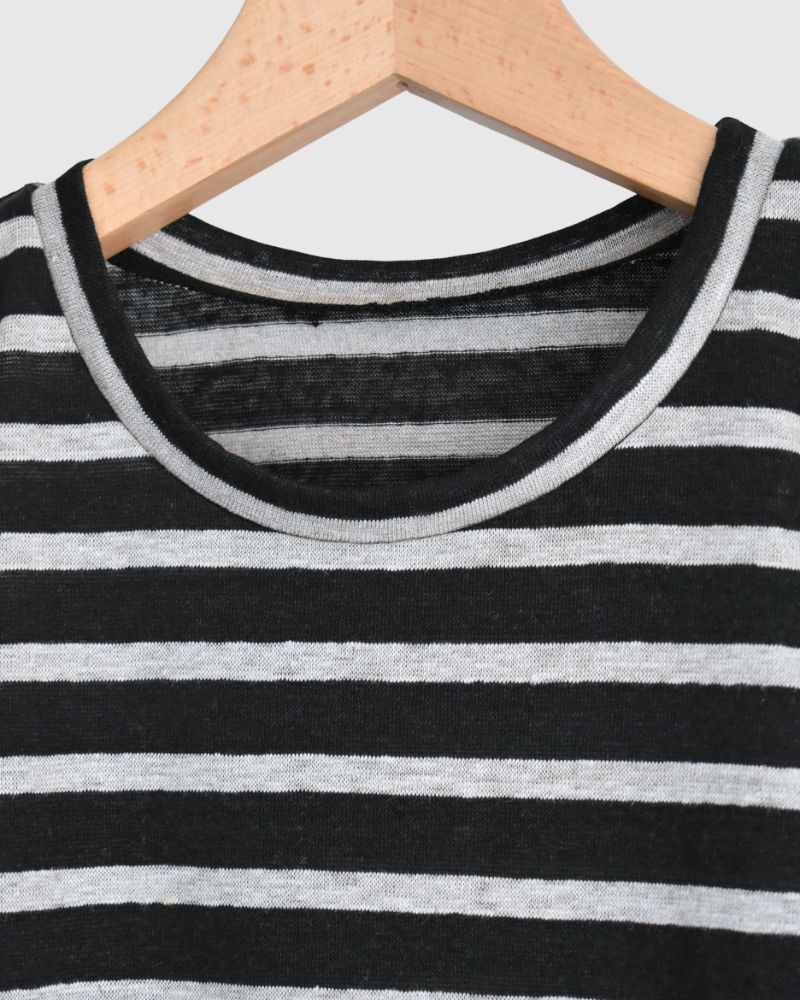 Border Tank Top in Black/Natural