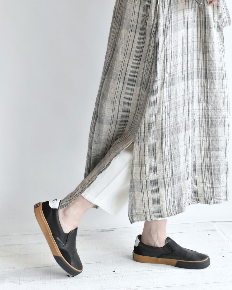 Linen Check Dress in Natural