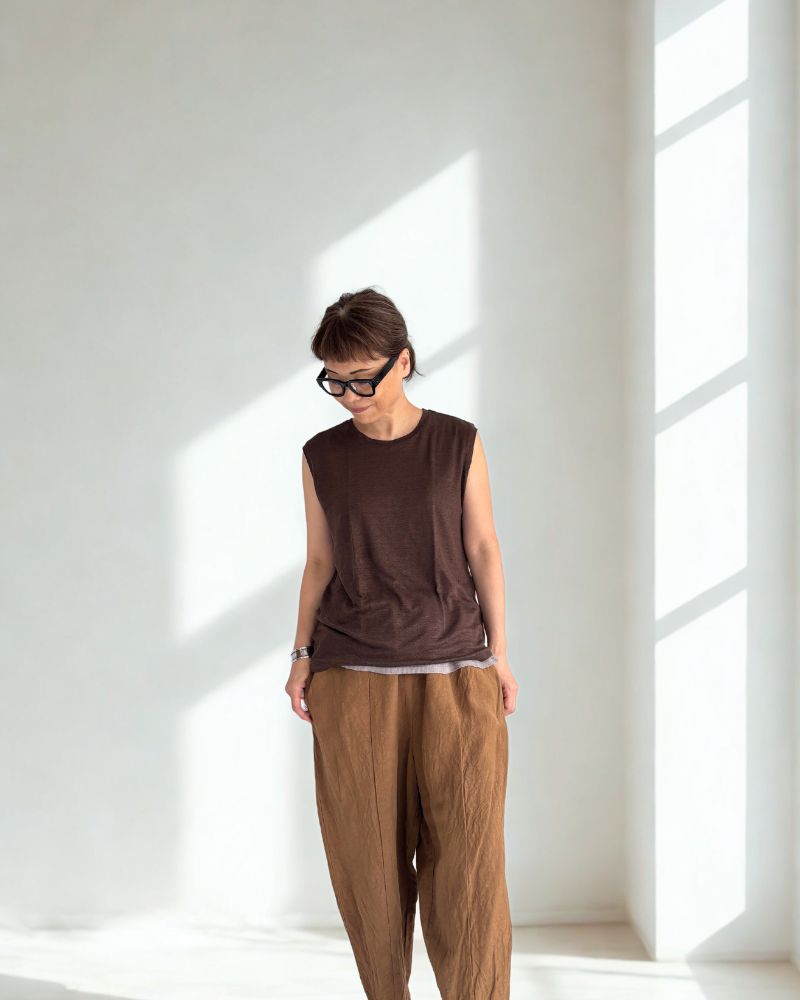 Linen Tank Top in Brown