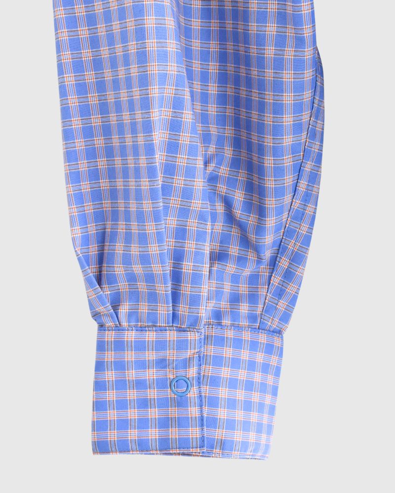 Chinese Button Check Shirt 'BRETON' in Blue