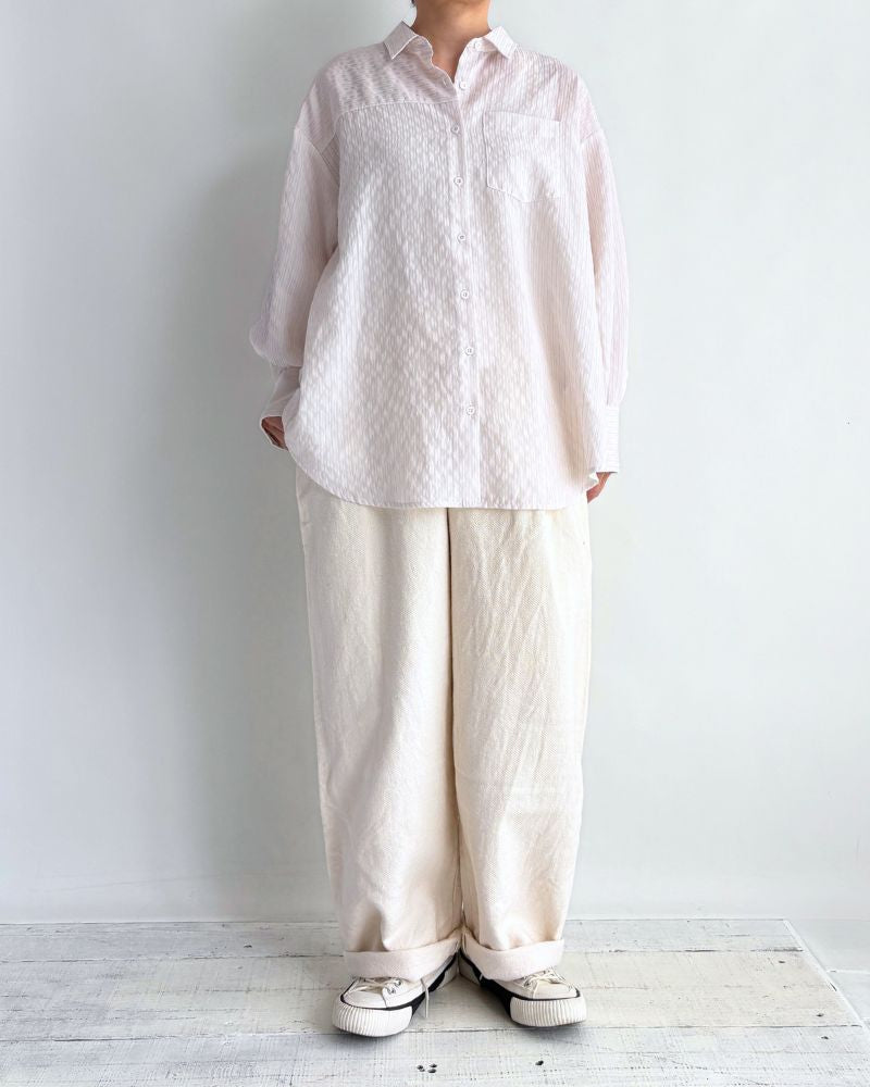 Sheer Striped Shirt 'TESSA' in OffWhite