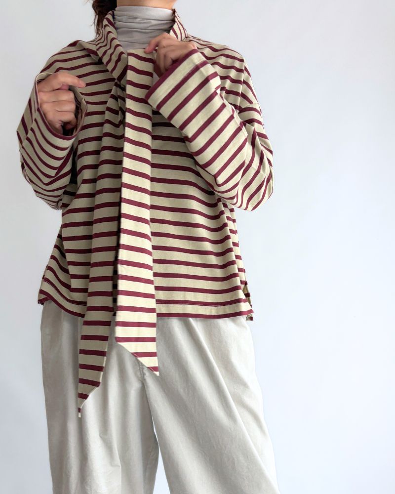 Taco Cotton Border Tie Royal in Beige/Bordeaux