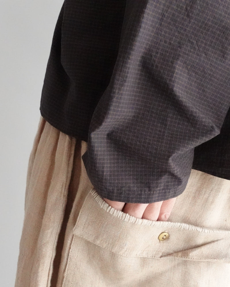 Collar & Front Frill Blouse in Brown