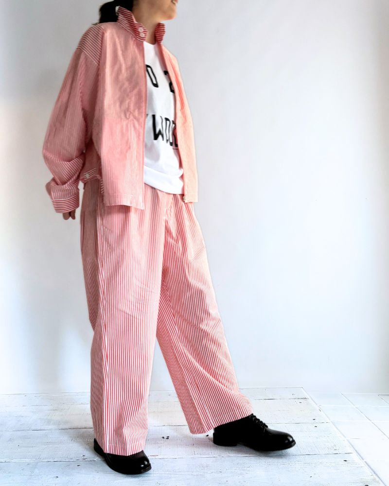 POPLIN STRIPE DRIZZLER JACKET in OrangeStripe